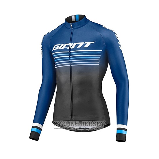 2019 Cycling Jersey Giant Race Day Blue Black Long Sleeve And Bib Tight